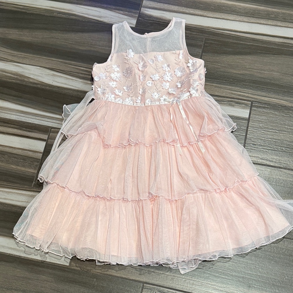 Jona Michelle Light Pink Floral Tiered Dress